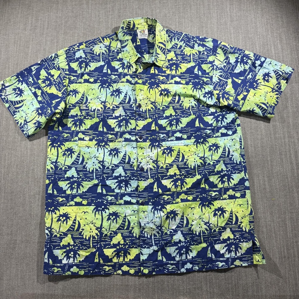 Rum Reggae Shirt Mens Large Multicolor‎ Tropical Hawaiian Short Sleeve Button Up